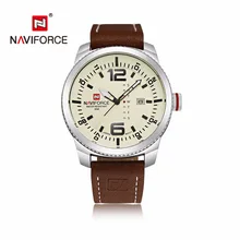 NAVIFORCE мужские военные спортивные часы с кожаным ремешком, модные повседневные аналоговые кварцевые часы relojes hombre, водонепроницаемые мужские часы