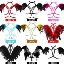 Горячие перья погоны тело связывание ремни регулируемый плечо клетка бюстгальтер белье Крылья Ангела Готический стимпанк танец рейв одежда