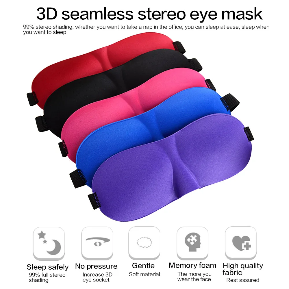 

Portable 3D Sleep Mask Natural Sleeping Eye Mask Eyeshade Cover Soft Blindfold Travel Eyepatch+Silione EarPlugs Noise Cancelling
