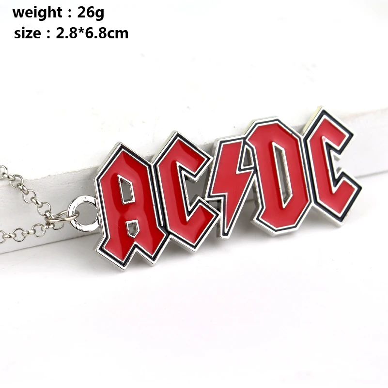 HEYu Мода Рок музыка Группа AC/DC Красный логотип ожерелье ACDC металлик Поклонники группы любовь металл ACDC кулон ювелирные изделия ожерелье