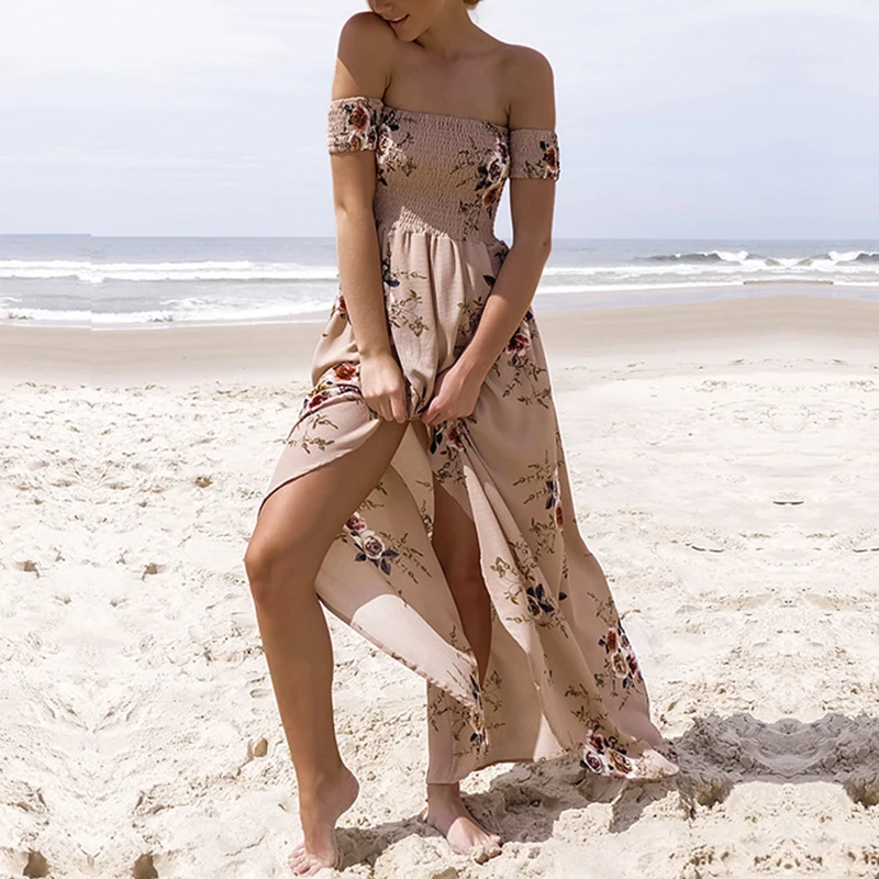 Swing Sundress Vacation Plus Size Dress Floral Off Shoulder Maxi Casual Strapless Holiday Party Cocktail | Женская одежда
