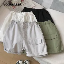 Летние однотонные повседневные шорты для мужчин с эластичной резинкой на талии Хлопковые Бриджи уличная черная Гарем Короткие джоггеры drop Прямая