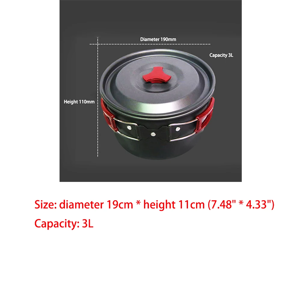 Открытый Кемпинг Пикник горшок высокотемпературное сопротивление оборудование Большая одиночная кухонная посуда Алюминиевый горшок кухонная плита один горшок
