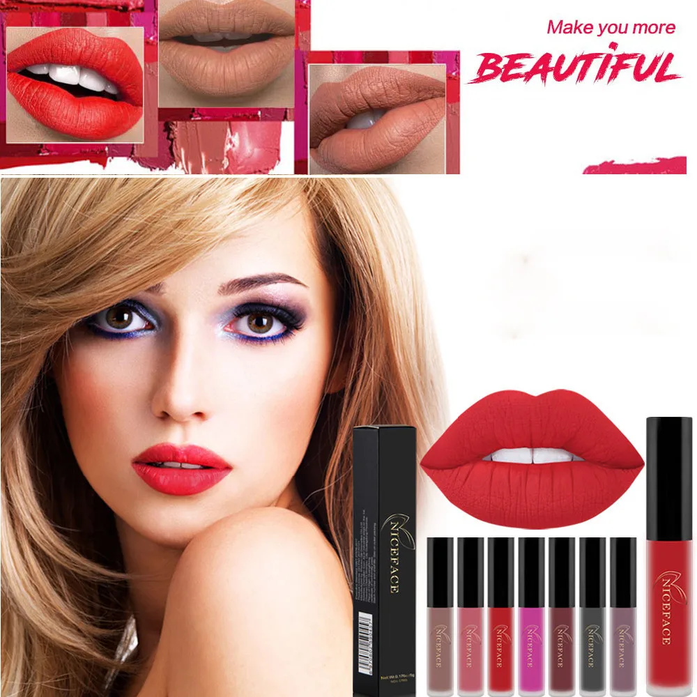 

4 Shades New Fashion Matte Waterproof Liquid Lip Gloss Long-lasting Lipstick Lip Makeup Tool Brilho labial