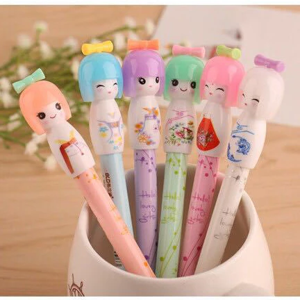  Mix Cute Kawaii Cartoon Colourful Japanese Doll Shape Gel Ink  Pens Japanese Stationery School Supplies (6) : Office Products