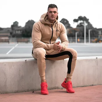 

Sportswear Tracksuits Men Sets Running Gym Tracksuit Fitness Body building Mens Hoodies+Pants Jogger Sport Suit Men Clothing