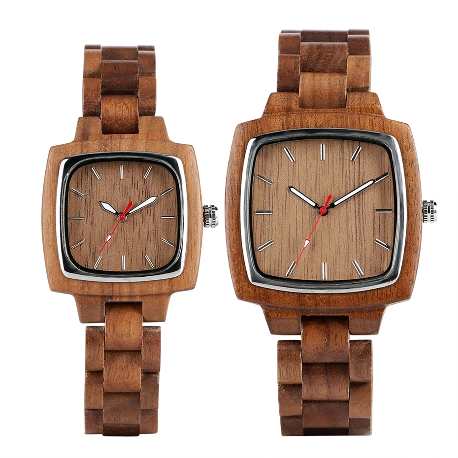 Unique Walnut Wooden Watches for Lovers Couple Men Watch Women Woody Band Reloj Hombre 2019 Clock Male Hours Top Souvenir Gifts 2019 2020 2021 2022 2023 2024 (1)