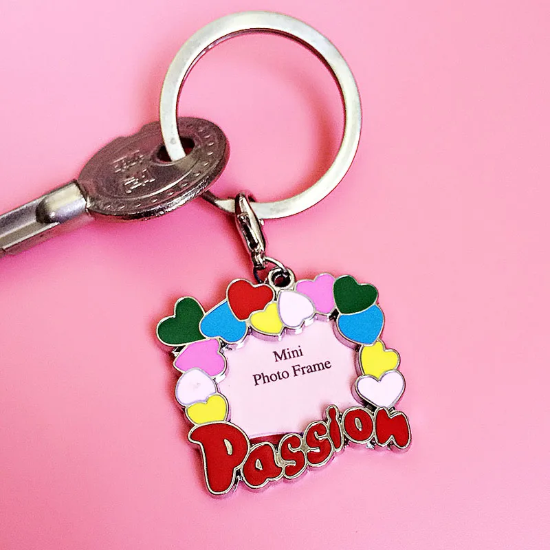 Mini Photo Frame Pendant Rhinestone Charm Keychain for Bag Girl