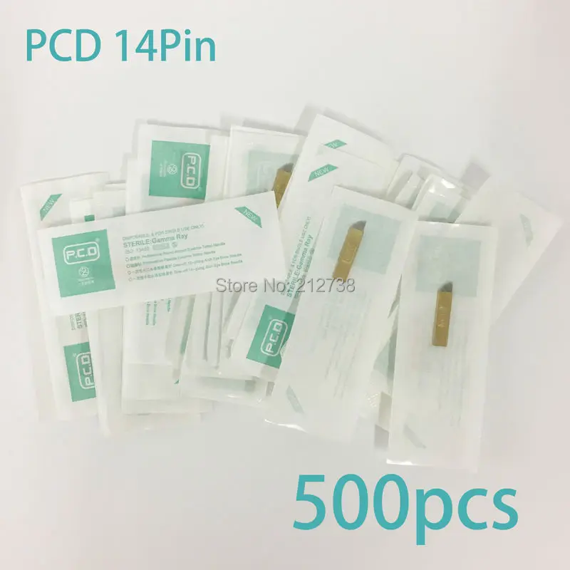 500 шт. PCD Coper 14 Pin ИГЛЫ Перманентный макияж тату ручка-держатель игл лезвие для 3D бровей вышивка микроблейдинг