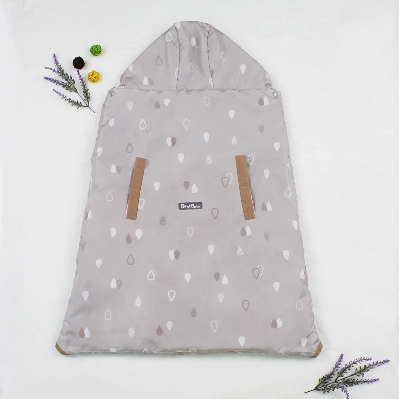 Зимняя детская переноска, уличная утолщенная удлиненная накидка для детской коляски, водонепроницаемая ветрозащитная толстовка с капюшоном, детский спальный мешок, пеленка - Цвет: Khaki Upgraded