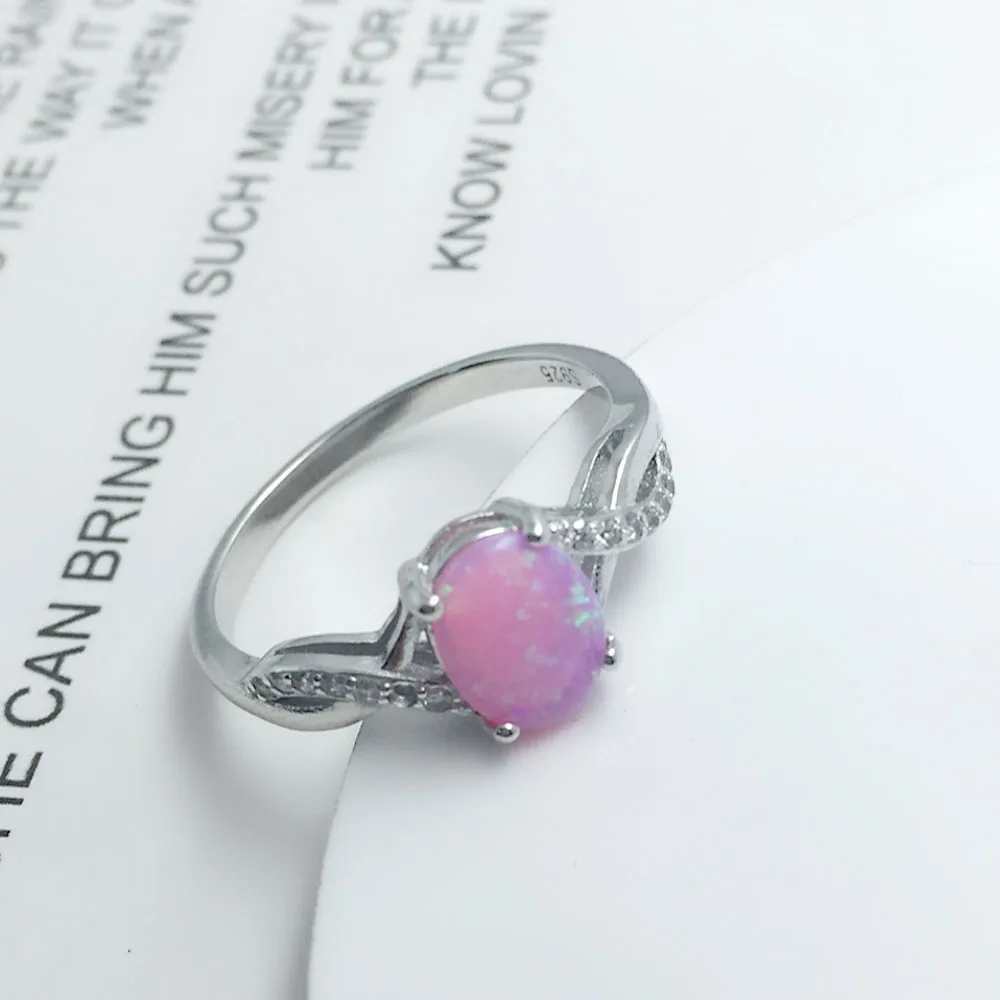 8mm Oval Cream Opal Stone Finger Ring Genuine 925 Sterling Silver Rings For Women Fashion Wedding Jewelry (JewelOra RI103631)