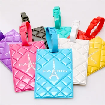 

New PVC Leather Baggage Claim Tag Paris Eiffel Tower Plane Travel Luggage Tags 11*7.5cm 50G
