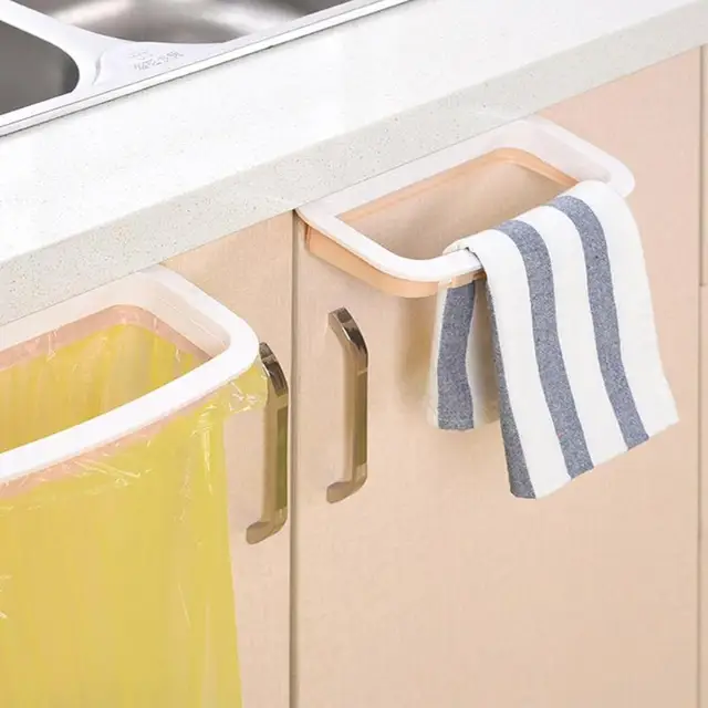 Best Offers Hanging Kitchen Cupboard Door Back Trash Bag Storage Rack Garbage Bag Holder Kitchen Cabinet Hanging Trash Rack Drop Shipping