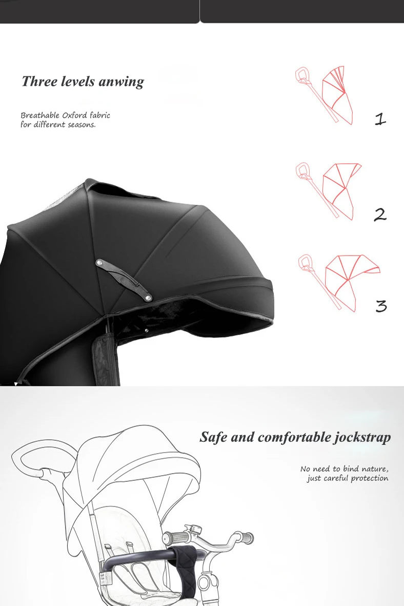 Pouch baby three wheels stroller children bicycle light folding and practical pram kids rain cover high quality for kids