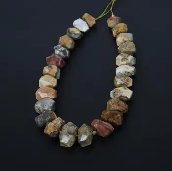 

Approx 25PCS/Strand Semi-Precious Gems Stones Slab Beads Necklace,Raw Gems Stone Drilled Faceted Nuggets Points Beads Pendants