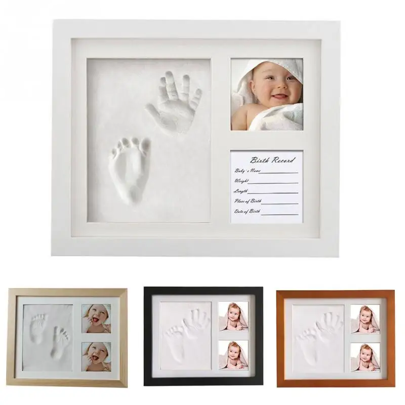 

Free Shipping Photo Frame Kit Newborn Baby Handprint and Footprint Mold Maker Solid Wooden Photo Frame Hot Sale