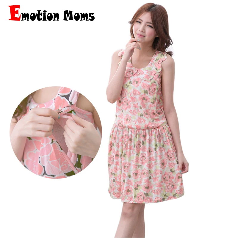 

Emotion Moms Maternity Dress Summer Sleeveless Floral Breastfeeding Dresses for Pregnant Women Nursing Dress Maternity Clothes