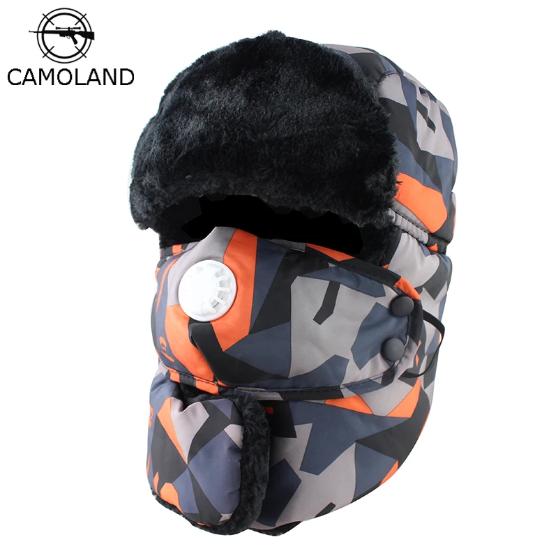 Soviet Army Military Russia Ushanka Winter Bomber Hats For Men Pilot Trapper trooper Hat Camouflage Faux Fur Earflap Snow Caps