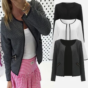 Plus Size Spring Autumn Plaid Women Thin Coats Short Jackets Casual Slim Blazers Suit Cardigans 2017 Female Outwear Black White