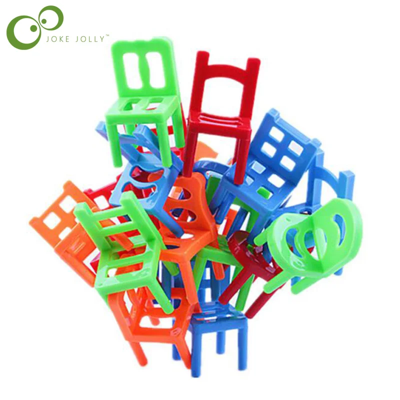 

18pcs/set Plastic Educational Toy Balance Stacking Chairs for Kids play at desktop really good family Game Building Toys GYH