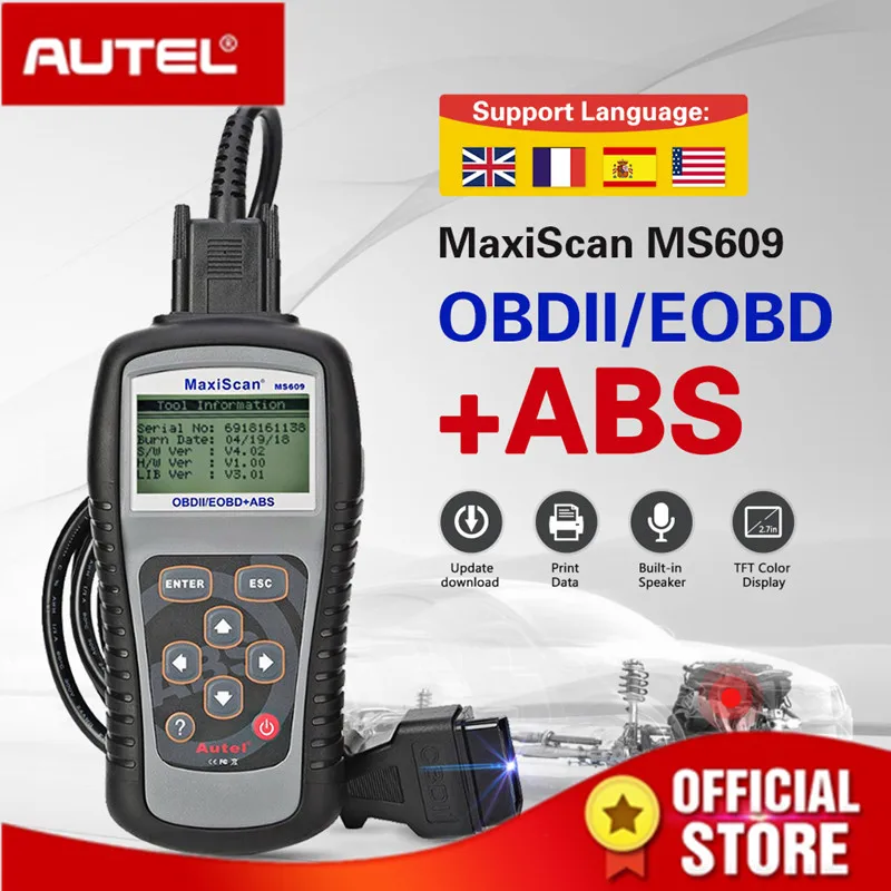 

Autel Maxiscan MS609 OBD2 Scanner Code Reader with Full OBD2 Functions ABS Diagnostics DTC Definitions Advanced of MS509 & AL519