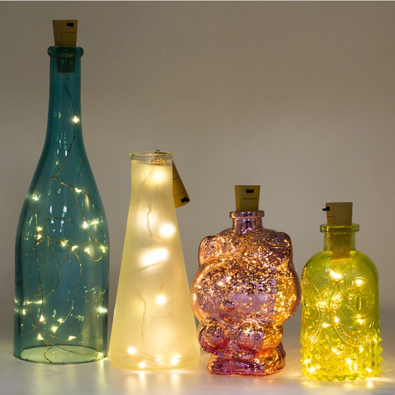 

Led Fairy Lights Included Battery Glass Wine LED String Light Cork Shaped Wine Bottle Stopper Light Lamp Christmas Party Decor
