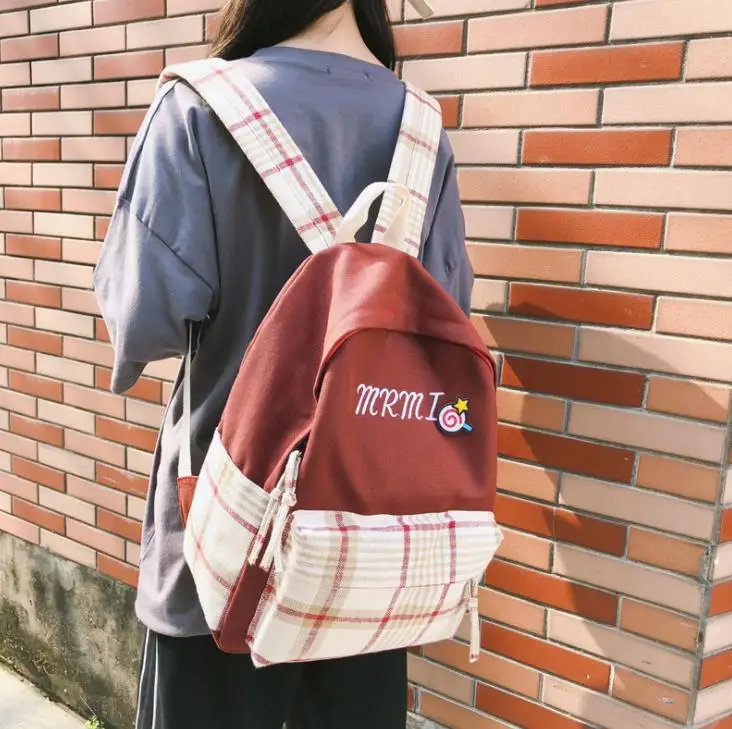

2019 Girls bag female Korean high school plaid Harajuku ulzzang preppy style mochila feminina mini school bags backpack women