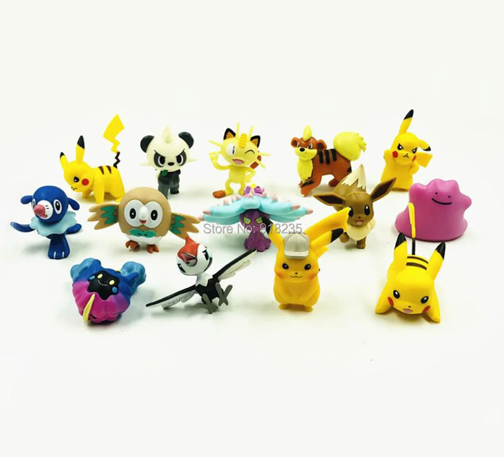 

14 Styles Pikchu Ditto Eevee Growlithe Cosmog Meowth 4-4.5CM Action Figures Toy Retail