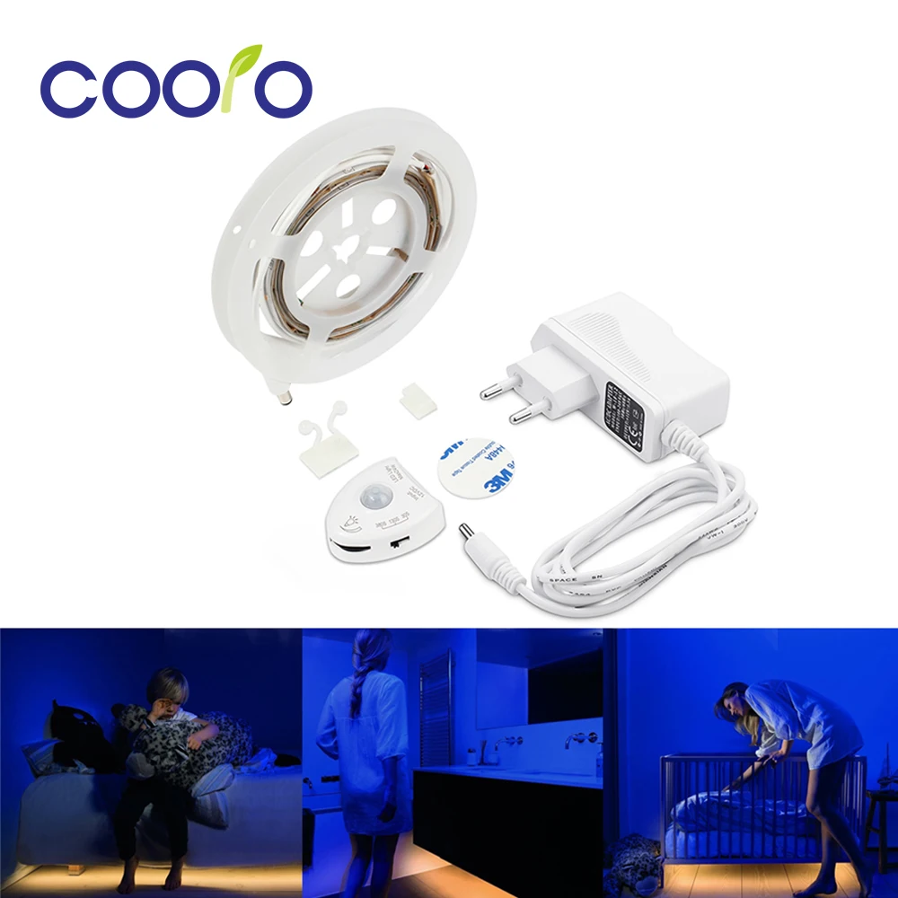 Under Bed Motion Sensor Dimmable Lighting, Warm White LED Strip With