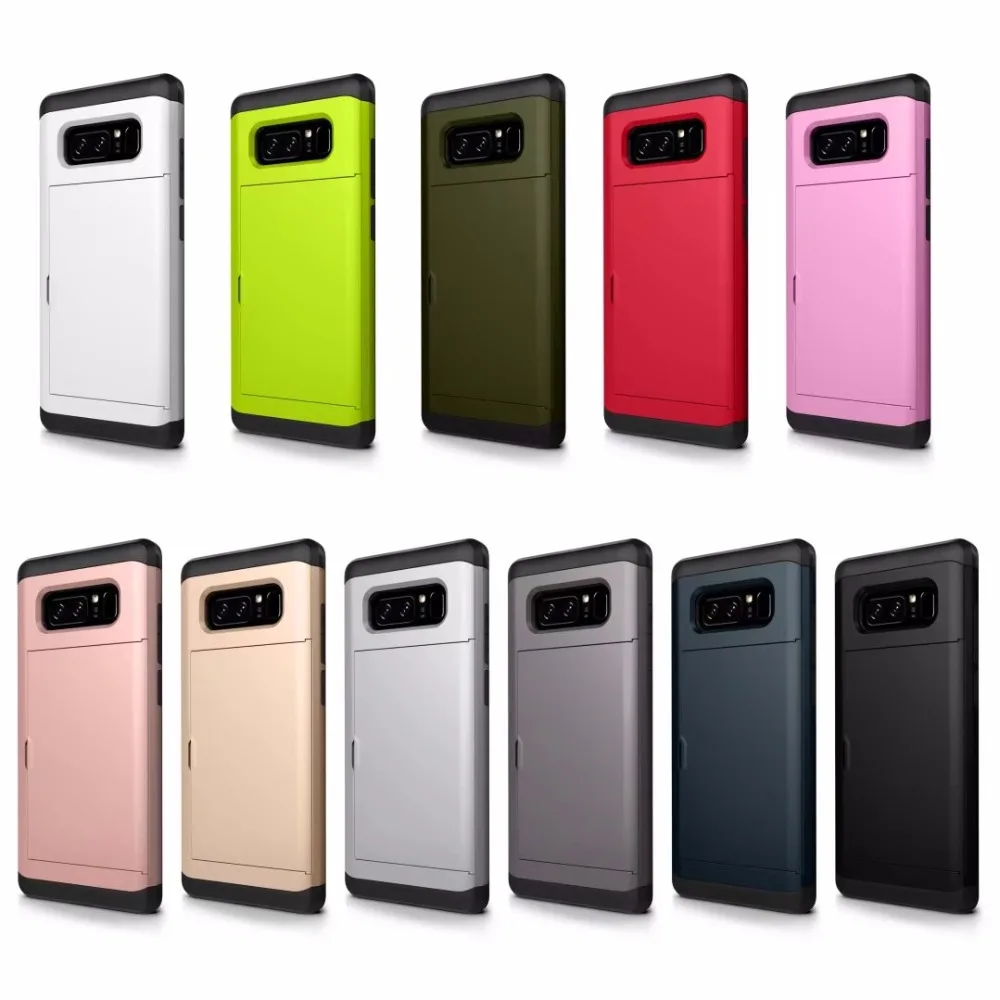 

Slide Card Pocket Shockproof Hybrid Rugged Cover Case For Samsung Galaxy S4 S5 S6 S7 S8 S9+ Note 3 4 5 8 J3 J5 J7 A3 A5 A7 2016