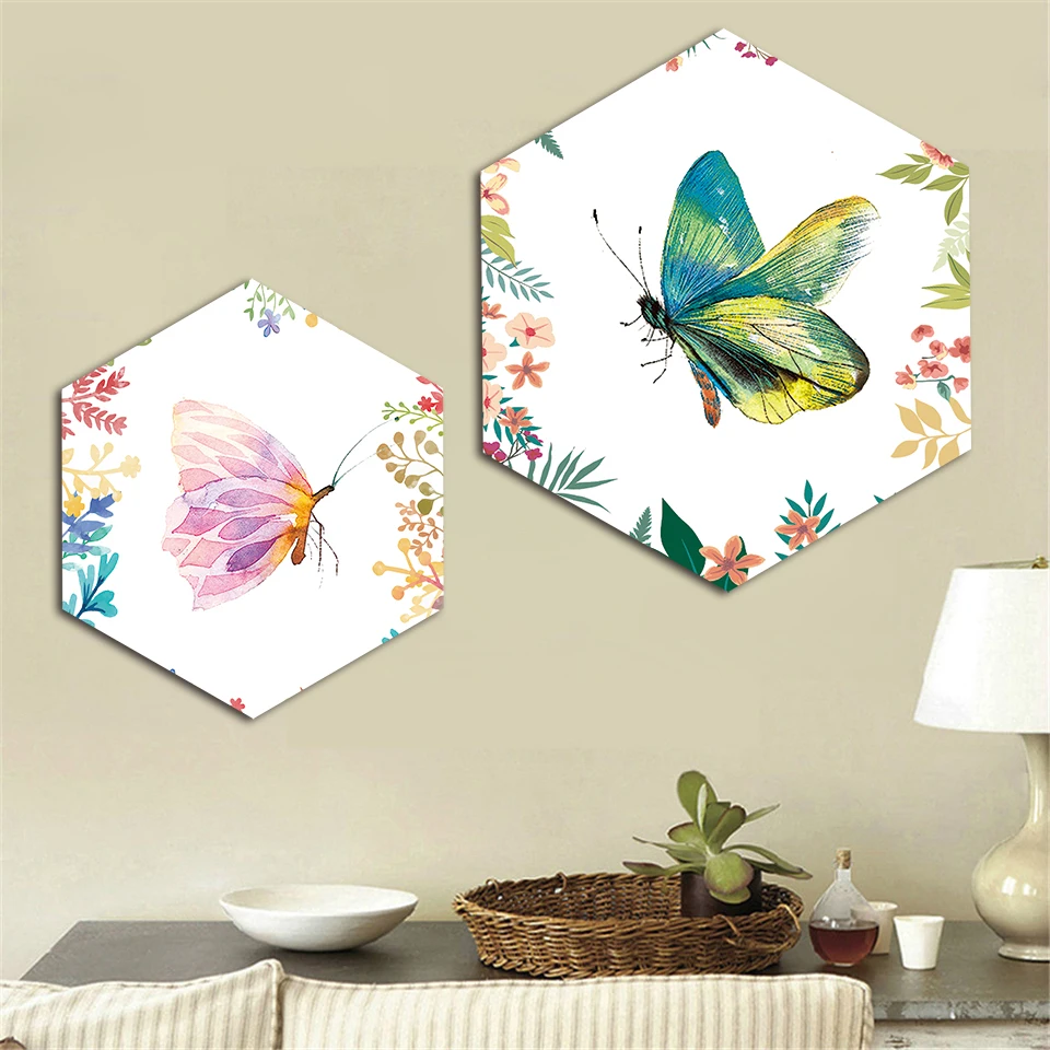 

Canvas Painting Nordic Hexagon Home Decor Colorful Butterfly Pictures Modern Printed Poster Living Room Hot Sale Wall Art