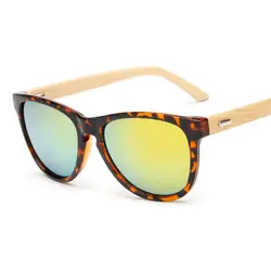 Для мужчин Для женщин ретро Винтаж оттенки негабаритных бамбука очки металлический каркас дизайнерские солнцезащитные очки