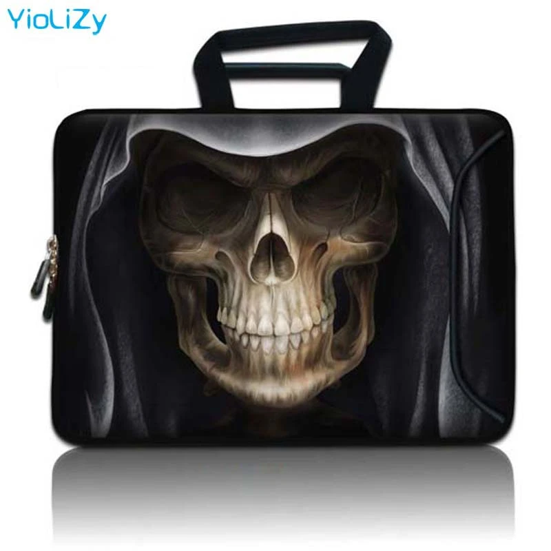 Laptop Shoulder Bag 13 Inch Skull Motorcycle Briefcase Protective Bag
