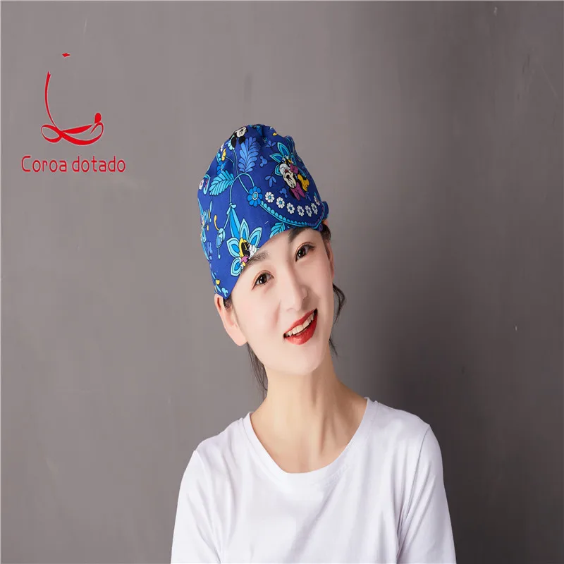 

European and American operation cap men and women nurses cap dental beauty salon pet hospital cartoon printing
