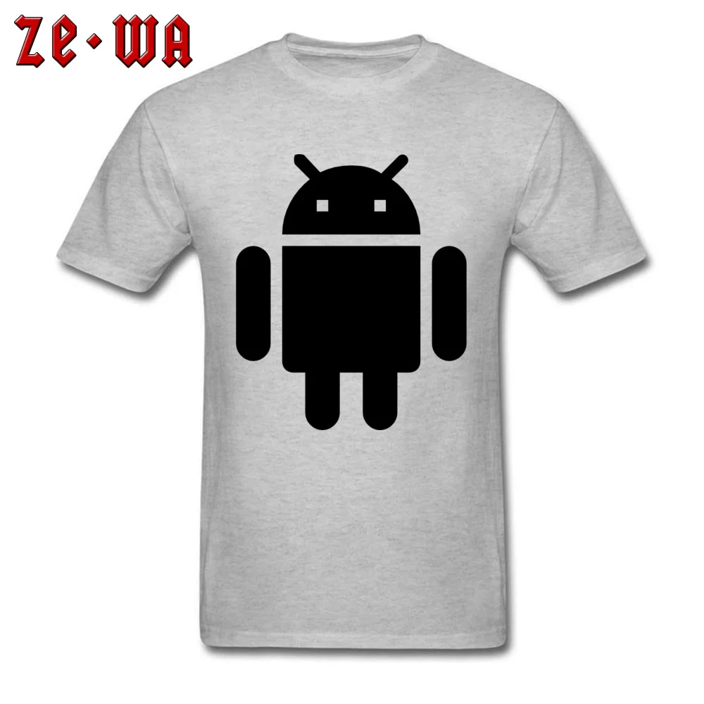 Comics T-Shirt Funny Crew Neck Android Cotton Male Tops T Shirt Classic Short Sleeve Tops Shirts Free Shipping Android grey