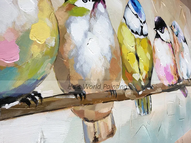 Art-Handmade-Bird-Family-Oil-painting-Animal-Canvas-Wall-Art-Modern-Decor-Artwork (3)