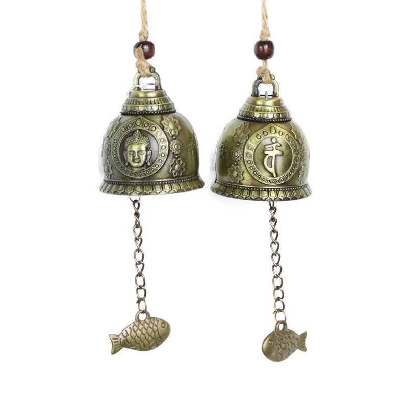 

Vintage Metal Wind Bell Buddha Statue Blessing Feng Shui Wind Chime Good Luck Fortune Art Crafts Home Car Hanging Decor Gift