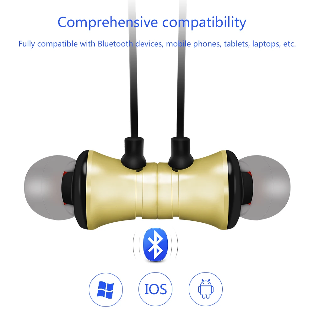 Беспроводные Bluetooth наушники Спортивная гарнитура с шейным ободком и басами