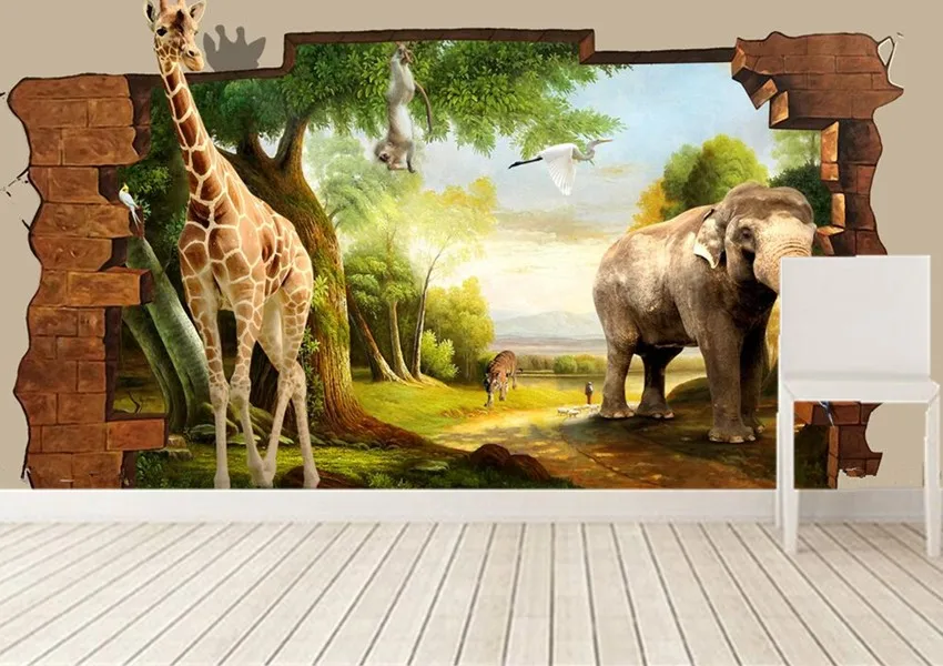 Murales 3D personalizados, estéreo 3D con dibujos de animales, papel de ...