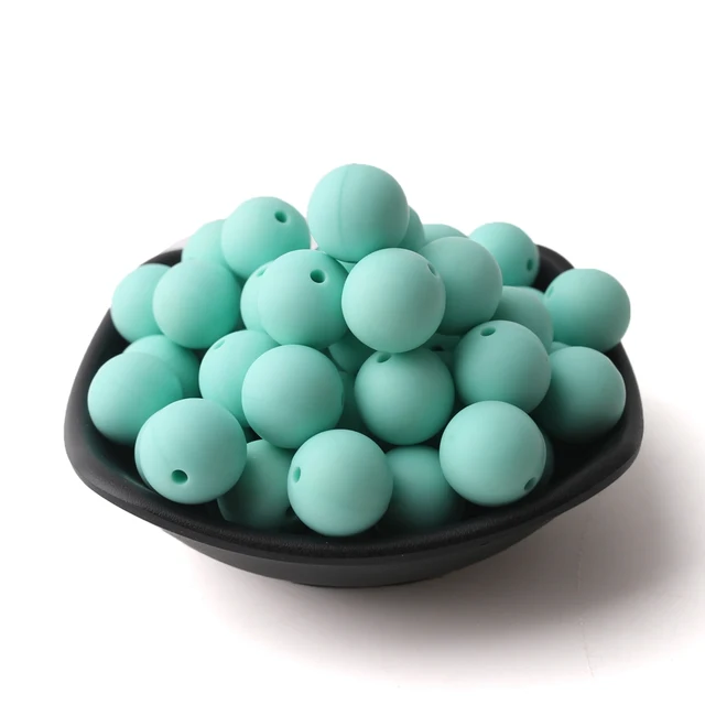 60pcs 12mm Baby Teether Silicone Beads Diy Pacifier Chain Bracelet Bpa Free Chewable Round Silicone Bead Accessories For Newborn Aqua