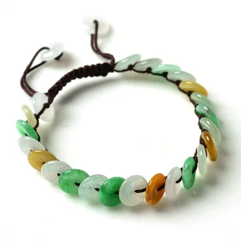 

DropShipping Natural Myanmar Emerald Bracelets Luck Amulet Tricolor jade Bracelet & bangles For Women Gift