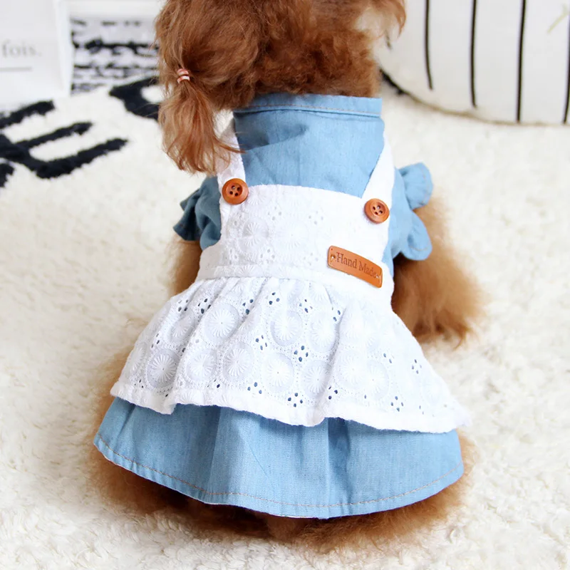 

Pet cowboy maid skirt pet cat dog than bear teddy dog clothes spring and autumn thin