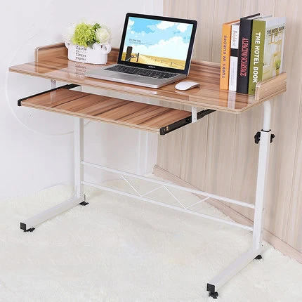 LK366 High Quality Height Adjustable Computer Table with Universal Wheels Piano Painting Surface Laptop Desk for Bed with Fence