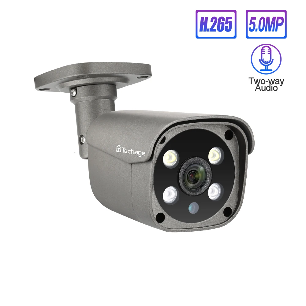 Techage H.265 5MP di Sicurezza POE AI Della Macchina Fotografica di Rilevazione Umana A due vie Aud