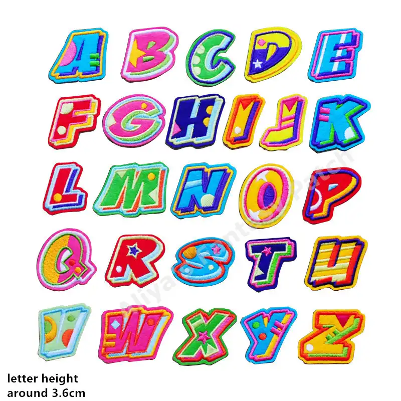 Purple Letter Patch Patches Iron On Sew on Retro Alphabet Embroidery Clothes