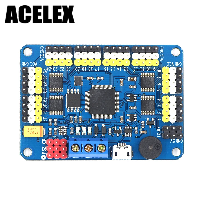 Новая версия 32 канала Robot серво Управление Board Servo Мотор Управление; PS-2 Беспроводной Управление USB/UART режим подключения