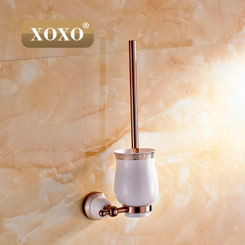 Роскошные золотистые финишную держатель туалетной щетки с Керамика чашки/товары Аксессуары для ванной комнаты 10081GT-1