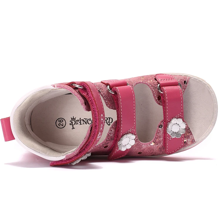 Princepard/ г. Летние ортопедические сандалии для девочек, подкладка из свиной кожи, розовая натуральная кожа, размер 21-36, Детская летняя ортопедическая обувь