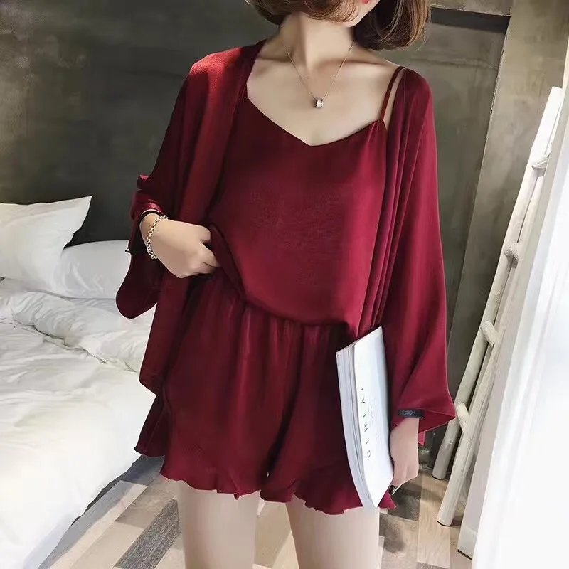women summer silklike pajamas sets (3)