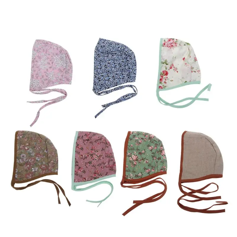 Детская Цветочная винтажная шляпа для фотографирования новорожденных двухсторонние льняные ремни Beanie Мальчики реквизит для девочек шапка деревенский костюм Детская шапка